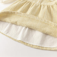 Dave&Bella Toddler Girls Autumn Yellow Romantic French-style Princess Dress(wallet bag)