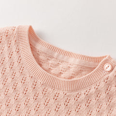 Dave&Bella Toddler Girls Autumn Light Pink Soft Knit Sweater Mesh A-line Princess Dress