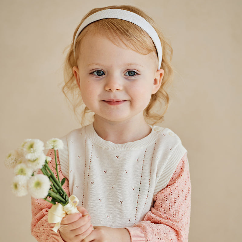 Dave&Bella Toddler Girls Light Pink Soft Knit Sweater Mesh A-line Princess Dress