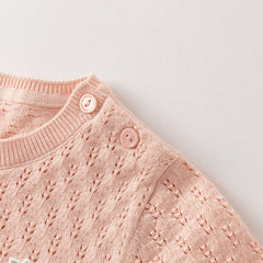 Dave&Bella Toddler Girls Autumn Light Pink Soft Knit Sweater Mesh A-line Princess Dress