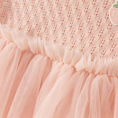 Dave&Bella Toddler Girls Autumn Light Pink Soft Knit Sweater Mesh A-line Princess Dress