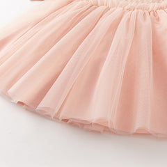 Dave&Bella Toddler Girls Autumn Light Pink Soft Knit Sweater Mesh A-line Princess Dress