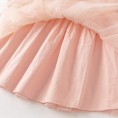 Dave&Bella Toddler Girls Autumn Light Pink Soft Knit Sweater Mesh A-line Princess Dress