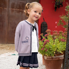 Dave Bella 2025 Spring Toddler Girls' Pleated Skirt Set