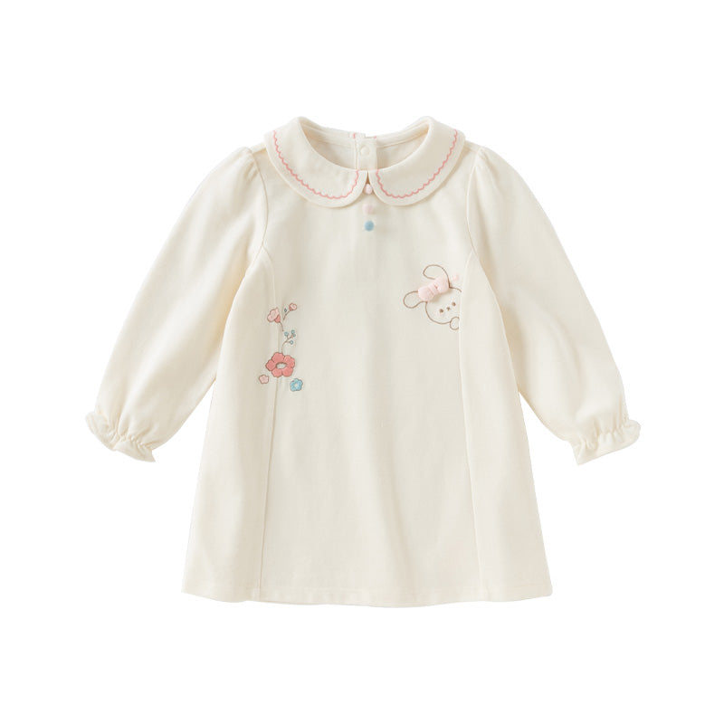 Dave&Bella Toddler Girls Autumn Beige A-line Knit Dress