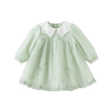 Dave&Bella Toddler Girls Fresh Green Long Sleeve Mesh Princess Dress