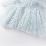 Dave&Bella Toddler Girls Gentle Light Blue Knit Sweater Mesh Princess Dress