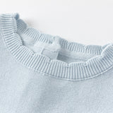 Dave&Bella Toddler Girls Gentle Light Blue Knit Sweater Mesh Princess Dress