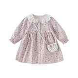 Dave&Bella Toddler Girls Soft Cotton Floral Print Dress(wallet bag)