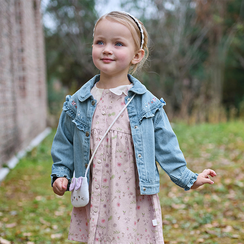 Dave&Bella Toddler Girls Soft Cotton Floral Print Dress(wallet bag)