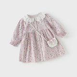 Dave&Bella Toddler Girls Soft Cotton Floral Print Dress(wallet bag)