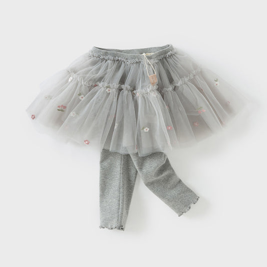 Dave&Bella Girls Spring Mesh Skirt Leggings Pants