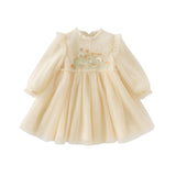 Dave&Bella Toddler Girls Adorable Flower Embroidered Mesh Princess Dresses