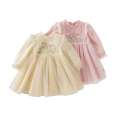 Dave&Bella Toddler Girls Spring/Fall Embroidered Mesh Princess Dresses