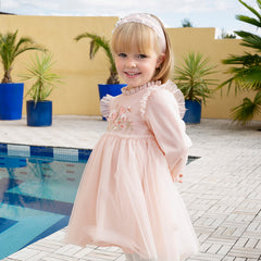 Dave & Bella Baby Girl Embroidered Mesh Princess Dress