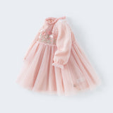 Dave&Bella Toddler Girls Adorable Flower Embroidered Mesh Princess Dresses