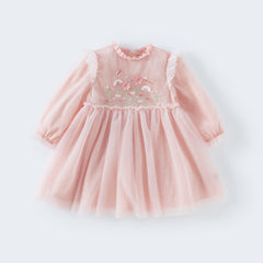 Dave & Bella Baby Girl Embroidered Mesh Princess Dress