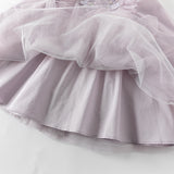 Dave&Bella Toddler Girls Purple Flower Embroidery Mesh Princess Dress