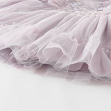 Dave&Bella Toddler Girls Purple Flower Embroidery Mesh Princess Dress