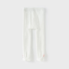 Dave&Bella Girls Autumn Beige/Grey Lace Leg Footless Tights Leggings