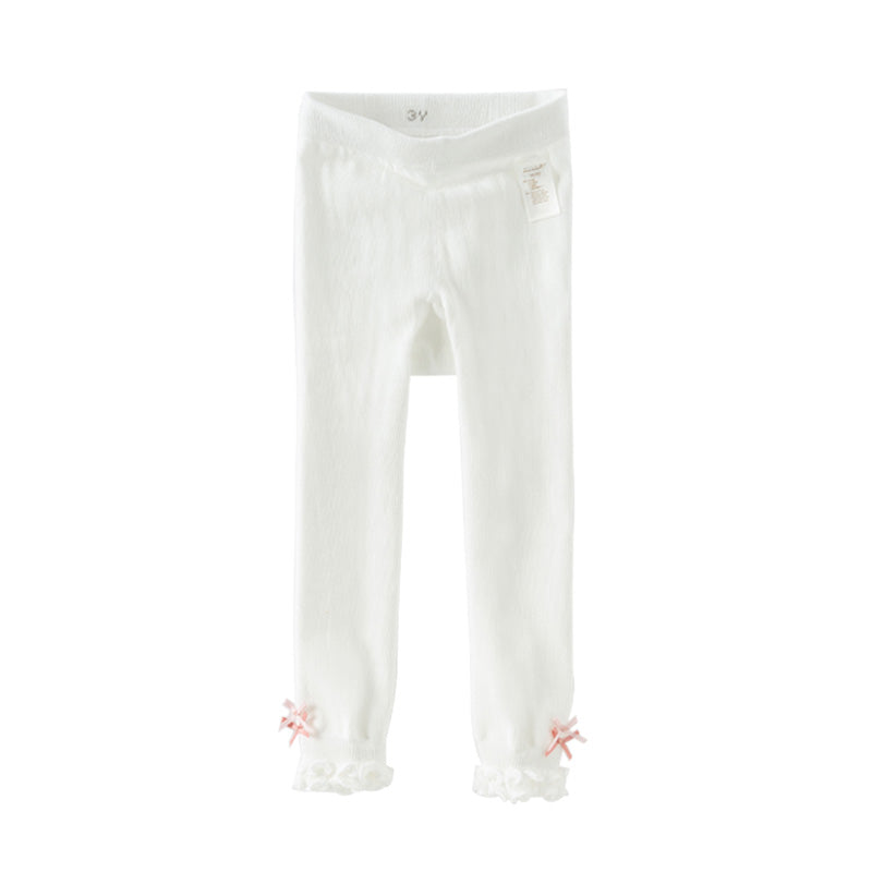 Dave&Bella Girls Autumn Beige/Grey Lace Leg Footless Tights Leggings