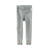 Dave&Bella Toddler Girls Beige/Grey Lace Hem Leggings