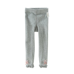 Dave&Bella Girls Autumn Beige/Grey Lace Leg Footless Tights Leggings