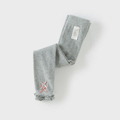 Dave&Bella Girls Autumn Beige/Grey Lace Leg Footless Tights Leggings