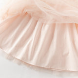 Dave&Bella Toddler Charming Peach Pink Long Sleeve Comfortable Mesh Princess Dress