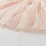 Dave&Bella Toddler Charming Peach Pink Long Sleeve Comfortable Mesh Princess Dress