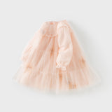 Dave&Bella Toddler Charming Peach Pink Long Sleeve Comfortable Mesh Princess Dress