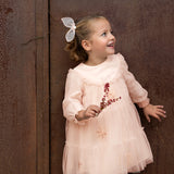 Dave&Bella Toddler Charming Peach Pink Long Sleeve Comfortable Mesh Princess Dress