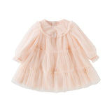 Dave&Bella Toddler Charming Peach Pink Long Sleeve Comfortable Mesh Princess Dress