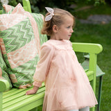 Dave&Bella Toddler Charming Peach Pink Long Sleeve Comfortable Mesh Princess Dress