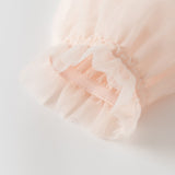 Dave&Bella Toddler Charming Peach Pink Long Sleeve Comfortable Mesh Princess Dress