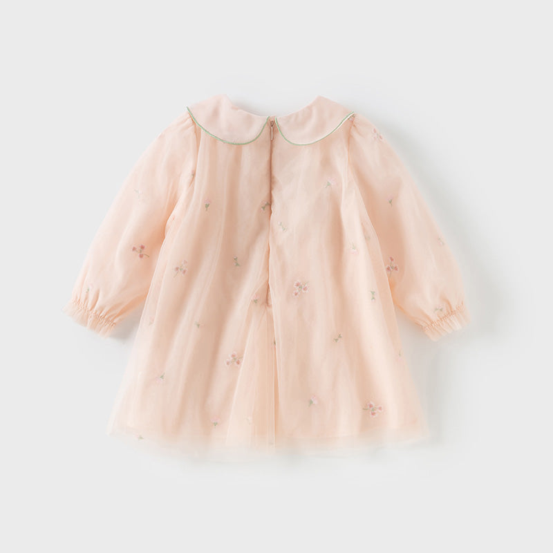 Dave&Bella Toddler Girls Charming Peachy Pink Chinese-style Mesh Dress