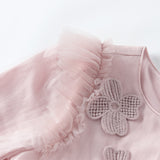 Dave&Bella Girls Pink 3D Floral Tulle Princess Dress