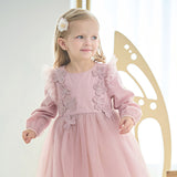 Dave&Bella Girls Pink 3D Floral Tulle Princess Dress