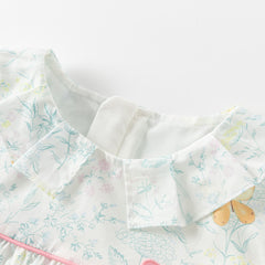 Dave&Bella Toddler Girls Autumn Sweet Pure Cotton Floral Print Dress