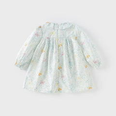 Dave&Bella Toddler Girls Autumn Sweet Pure Cotton Floral Print Dress