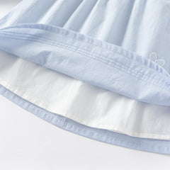 Dave&Bella Girls Autumn Cotton Breathable Blue White Striped Sweet A-line Dress