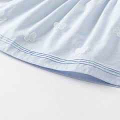 Dave&Bella Girls Autumn Cotton Breathable Blue White Striped Sweet A-line Dress