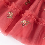 Dave&Bella Toddler Girls Festival Red Mesh Princess Party Dress