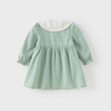 Dave&Bella Toddler Girls Green White Plaid Cotton Soft Party Dress(wallet bag)