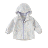 Dave&Bella Toddler Girls Purple Floral Print Charming Hooded Lightweight Jackets