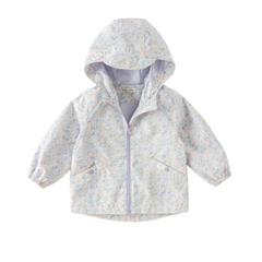 Dave&Bella Toddler Girls Purple Floral Print Charming Hooded Lightweight Jackets