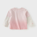 Dave&Bella Toddler Boys/Girls Versatile Light Green/Pink Lightweight Cotton T-shirt Tops