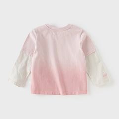 Dave&Bella Toddler Boys/Girls Versatile Light Green/Pink Lightweight Cotton T-shirt Tops