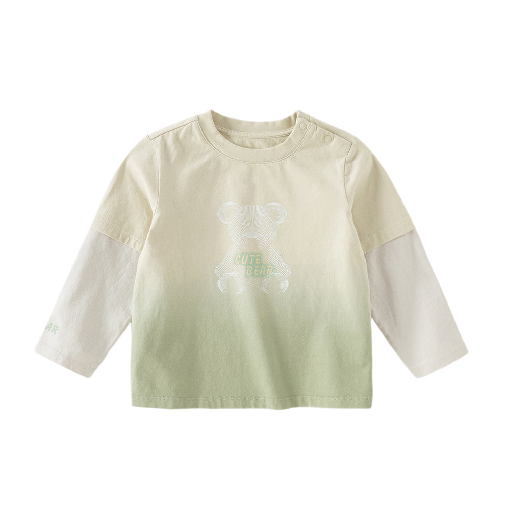 Dave&Bella Toddler Boys/Girls Versatile Light Green/Pink Lightweight Cotton T-shirt Tops