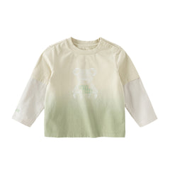 Dave&Bella Toddler Boys/Girls Versatile Light Green/Pink Lightweight Cotton T-shirt Tops